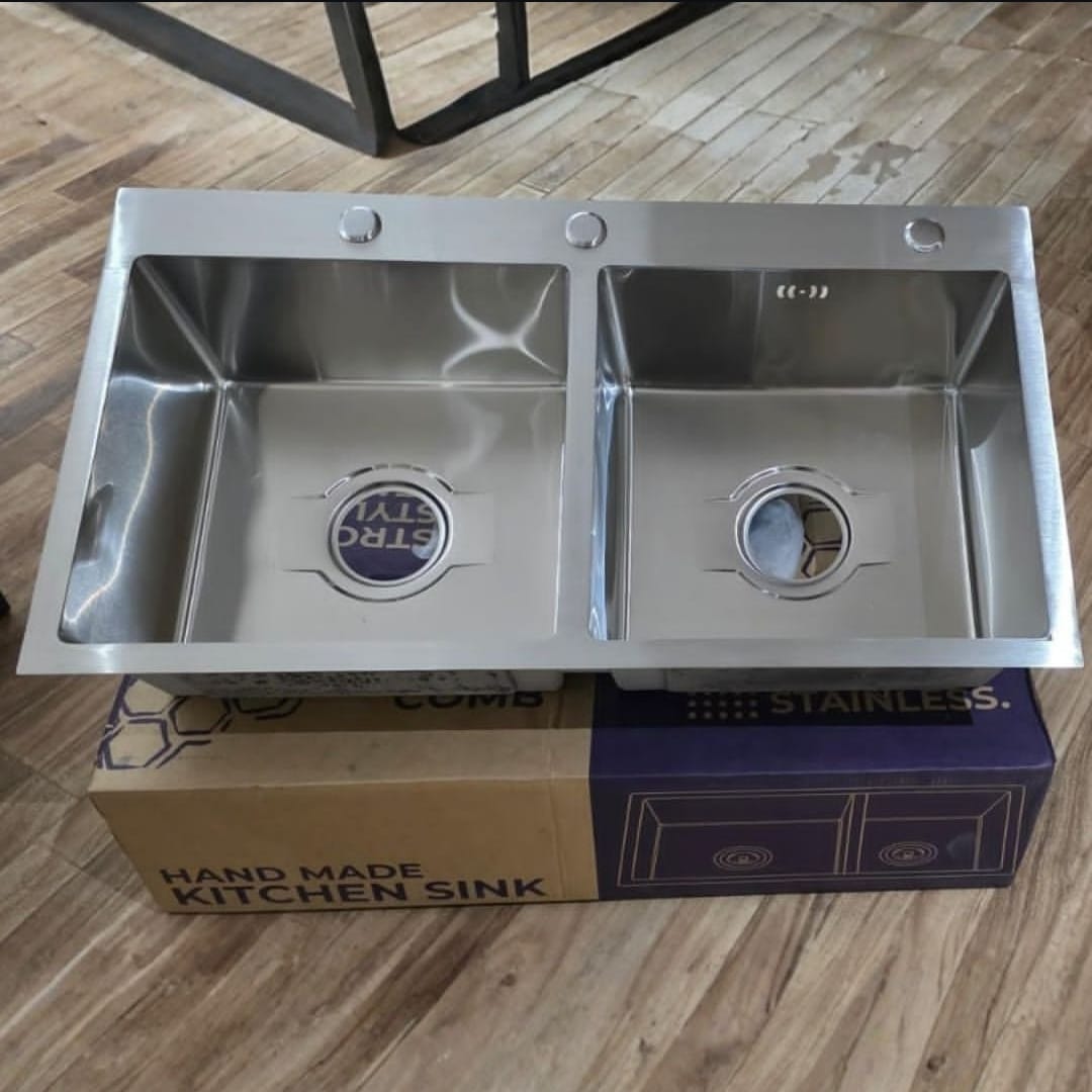 Black Honey 03 Double Bowl Stainless Steel Kitchen Sink with Complete Accessories