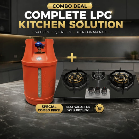 10KG Fiber LPG Cylinder & Premium Gas Stove Combo Deal – Complete LPG Kitchen Solution